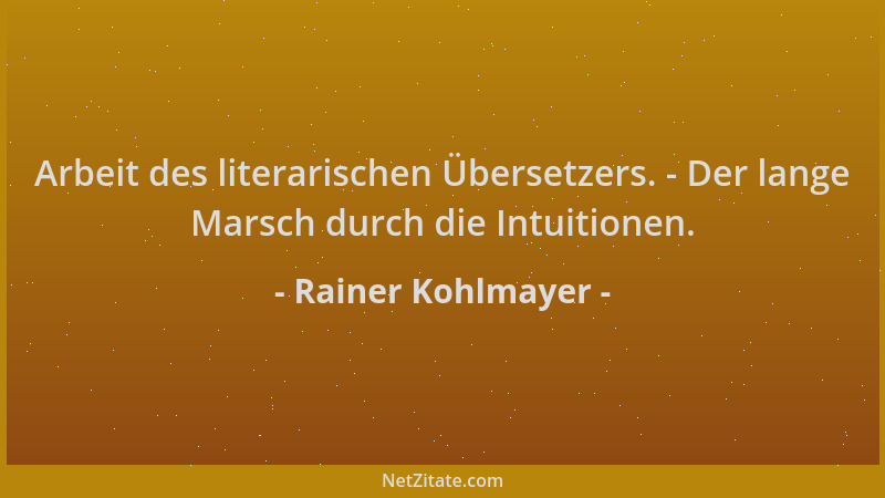 Rainer Kohlmayer - Arbeit des literarischen Übersetzers. - Der lange Marsch durch die Intuitionen....