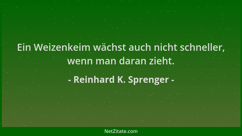 Reinhard K. Sprenger - Ein Weizenkeim wächst auch nicht schneller, wenn man daran zieht....