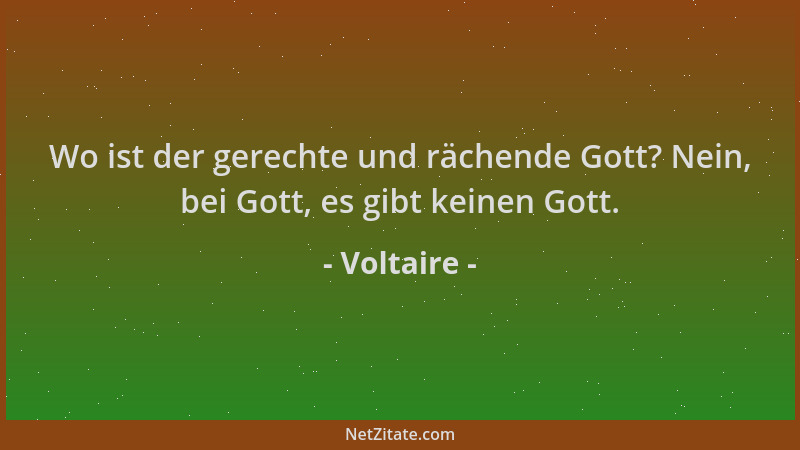 Voltaire - Wo ist der gerechte und rächende Gott? Nein, bei Gott, es gibt keinen Gott....