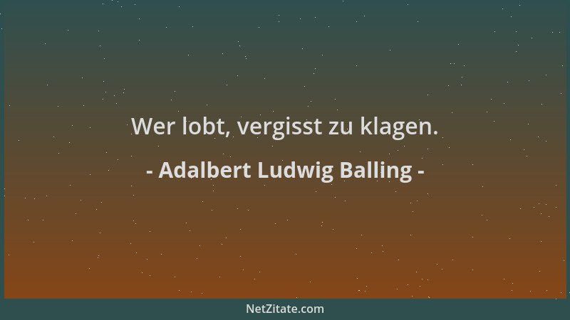 Adalbert Ludwig Balling - Wer lobt, vergisst zu klagen....