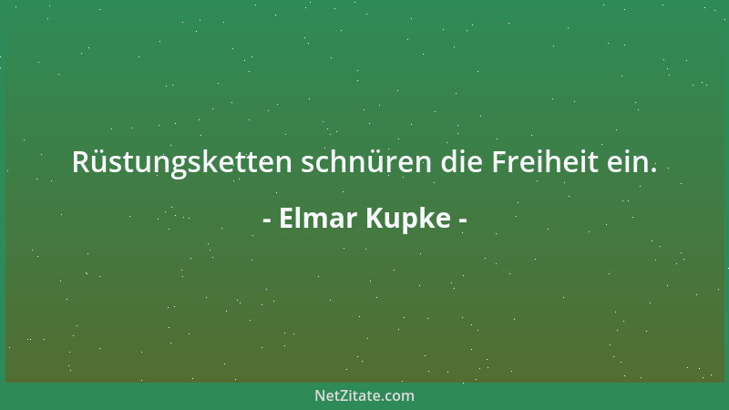 Elmar Kupke - Rüstungsketten schnüren die Freiheit ein....