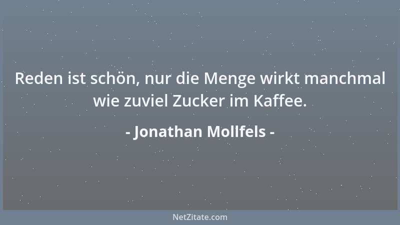 Jonathan Mollfels - Reden ist schön, nur die Menge wirkt manchmal wie zuviel Zucker im Kaffee....