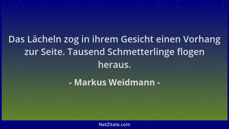 Markus Weidmann - Das Lächeln zog in ihrem Gesicht einen Vorhang zur Seite. Tausend Schmetterlinge flogen heraus....