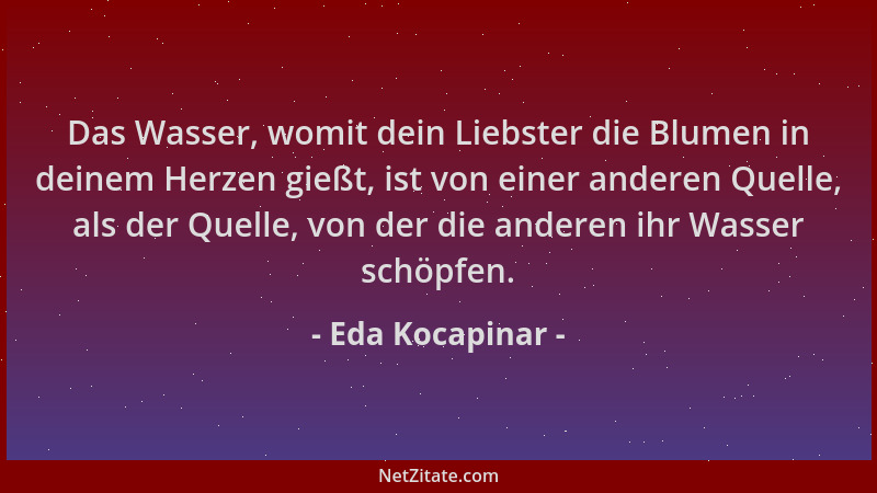 Eda Kocapinar - Das Wasser, womit dein Liebster die Blumen in deinem Herzen gießt, ist von einer anderen Quelle, als der Qu...