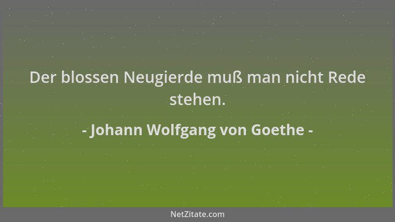 Johann Wolfgang von Goethe - Der blossen Neugierde muß man nicht Rede stehen....