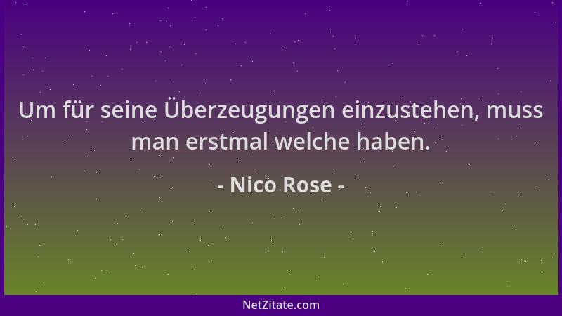 Nico Rose - Um für seine Überzeugungen einzustehen, muss man erstmal welche haben....