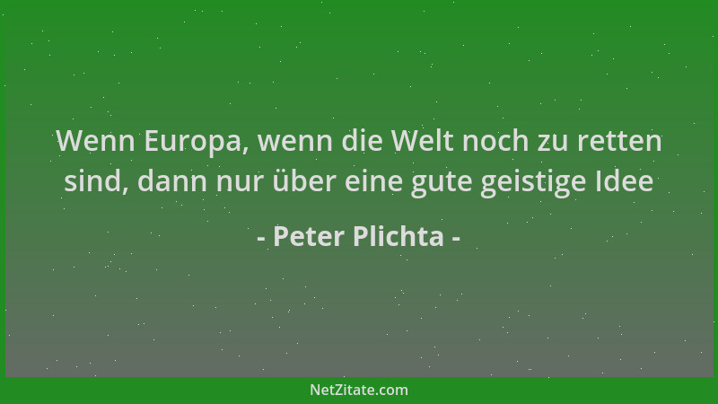 Peter Plichta - Wenn Europa, wenn die Welt noch zu retten sind, dann nur über eine gute geistige Idee...