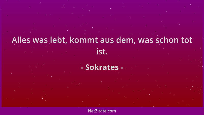 Sokrates - Alles was lebt, kommt aus dem, was schon tot ist....
