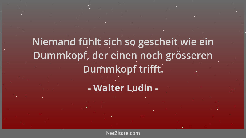 Walter Ludin - Niemand fühlt sich so gescheit wie ein Dummkopf, der einen noch grösseren Dummkopf trifft....