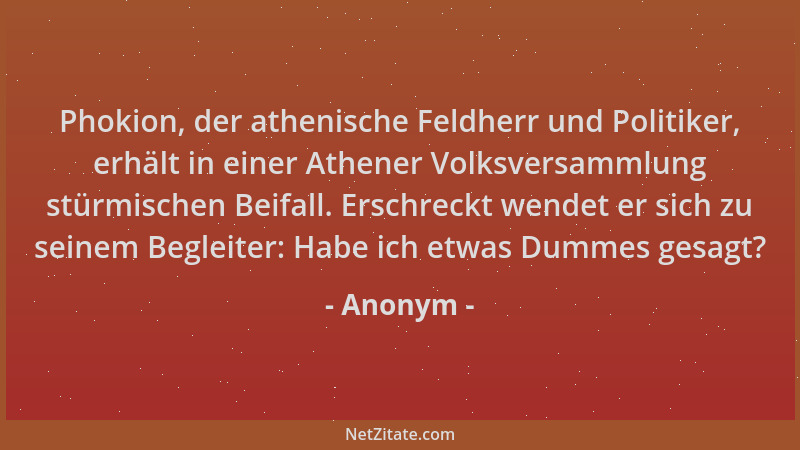 Anonym - Phokion, der athenische Feldherr und Politiker, erhält in einer Athener Volksversammlung stürmischen Beifall. Ersc...