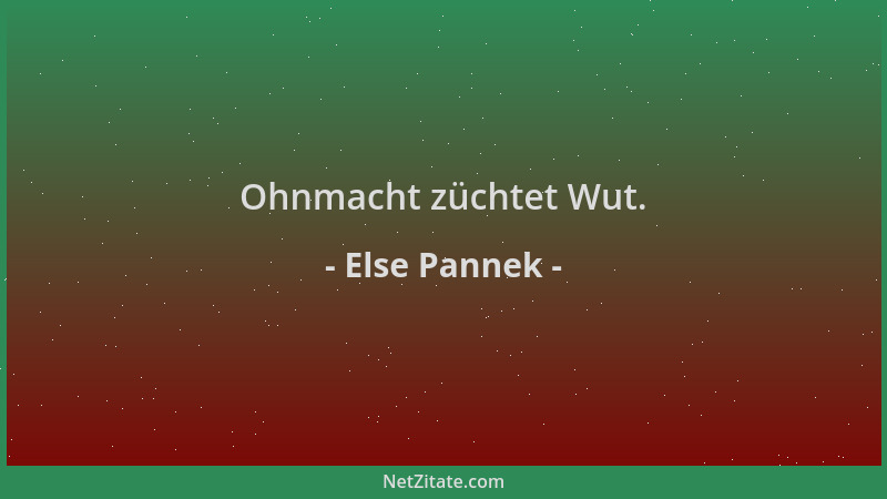 Else Pannek - Ohnmacht züchtet Wut....