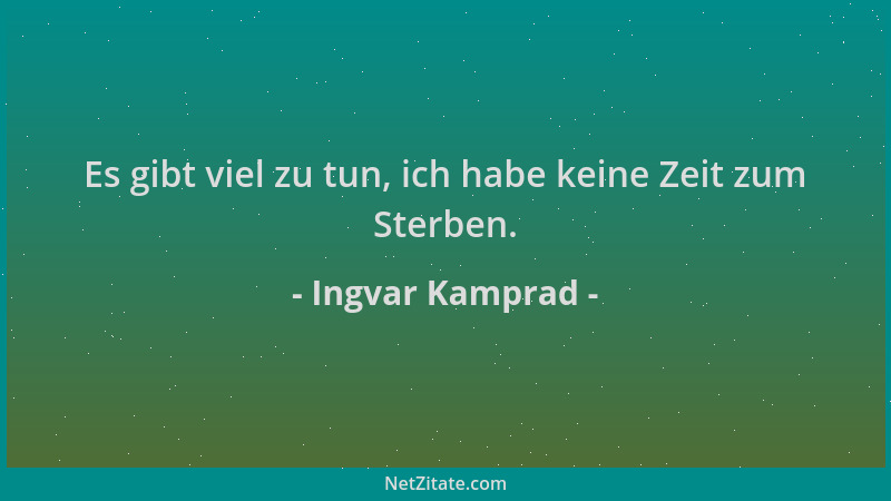 Ingvar Kamprad - Es gibt viel zu tun, ich habe keine Zeit zum Sterben....
