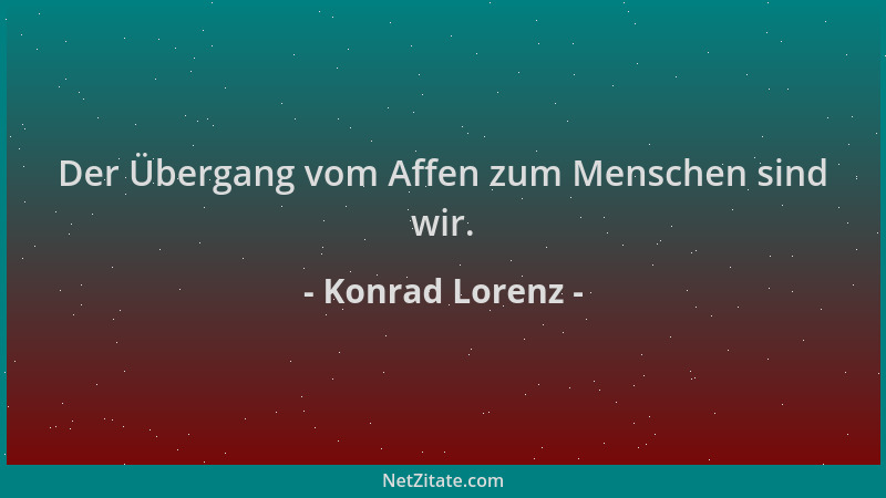 Konrad Lorenz - Der Übergang vom Affen zum Menschen sind wir....