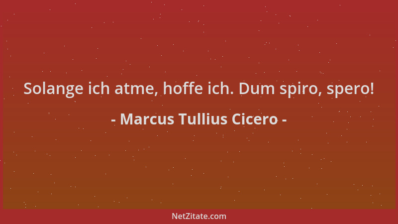Marcus Tullius Cicero - Solange ich atme, hoffe ich. Dum spiro, spero!...
