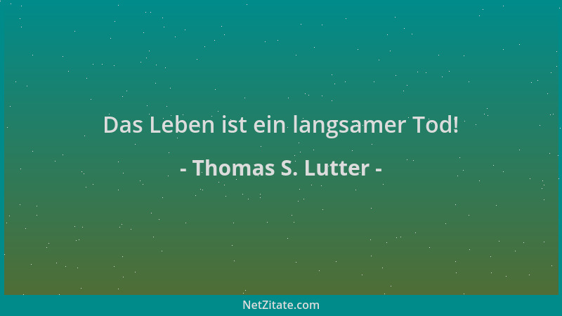 Thomas S. Lutter - Das Leben ist ein langsamer Tod!...