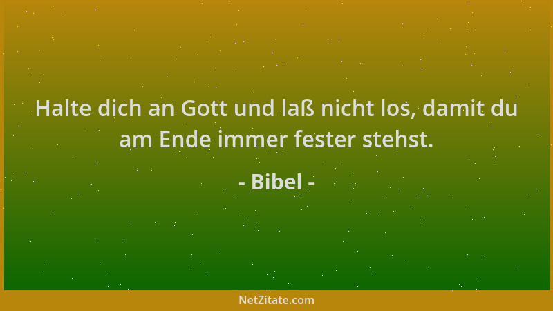 Bibel - Halte dich an Gott und laß nicht los, damit du am Ende immer fester stehst....