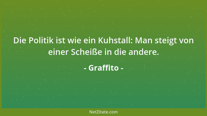 Graffito - Die Politik ist wie ein Kuhstall: Man steigt von einer Scheiße in die andere....