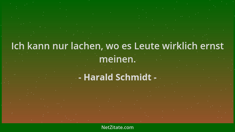 Harald Schmidt - Ich kann nur lachen, wo es Leute wirklich ernst meinen....