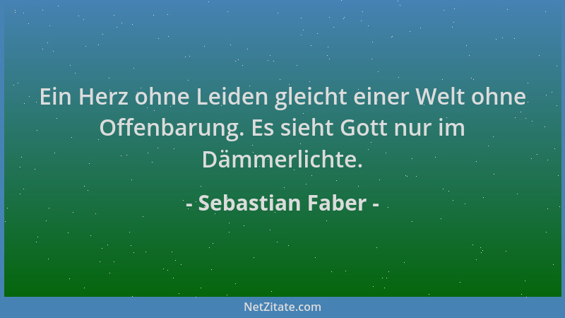 Sebastian Faber - Ein Herz ohne Leiden gleicht einer Welt ohne Offenbarung. Es sieht Gott nur im Dämmerlichte....