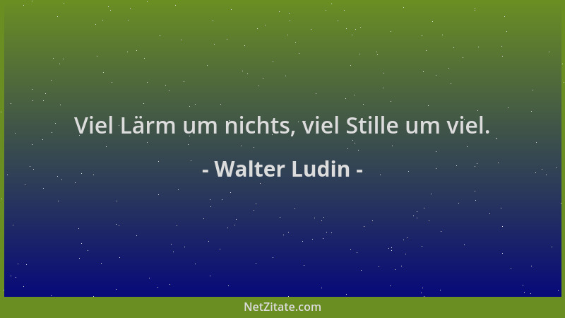 Walter Ludin - Viel Lärm um nichts, viel Stille um viel....