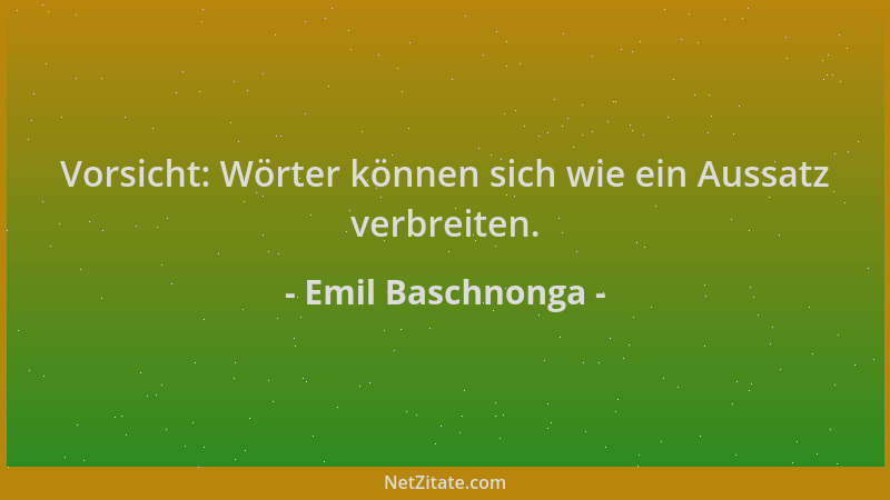 Emil Baschnonga - Vorsicht: Wörter können sich wie ein Aussatz verbreiten....