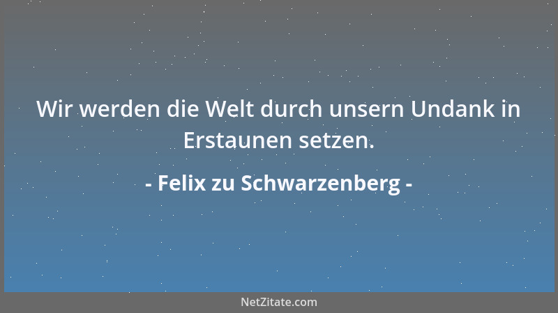 Felix zu Schwarzenberg - Wir werden die Welt durch unsern Undank in Erstaunen setzen....