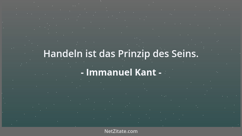 Immanuel Kant - Handeln ist das Prinzip des Seins....