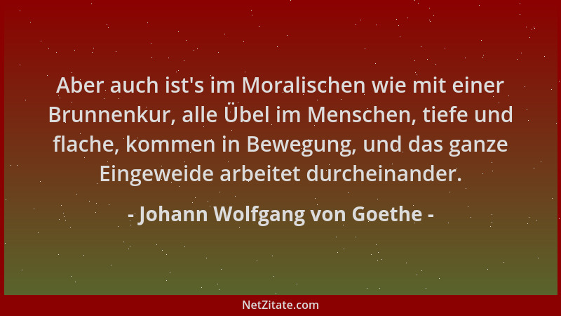 Johann Wolfgang von Goethe - Aber auch ist 's im Moralischen wie mit einer Brunnenkur, alle Übel im Menschen, tiefe und flac...