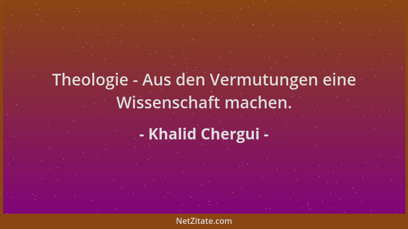 Khalid Chergui - Theologie - Aus den Vermutungen eine Wissenschaft machen....