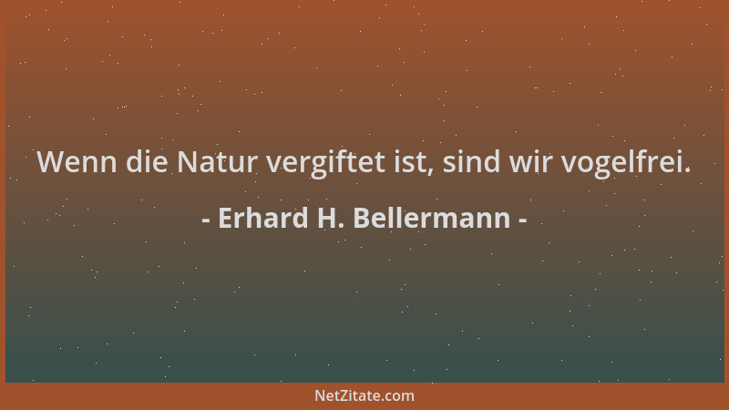 Erhard H. Bellermann - Wenn die Natur vergiftet ist, sind wir vogelfrei....
