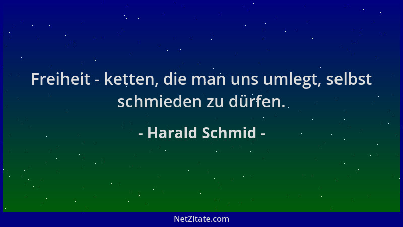 Harald Schmid - Freiheit - ketten, die man uns umlegt, selbst schmieden zu dürfen....