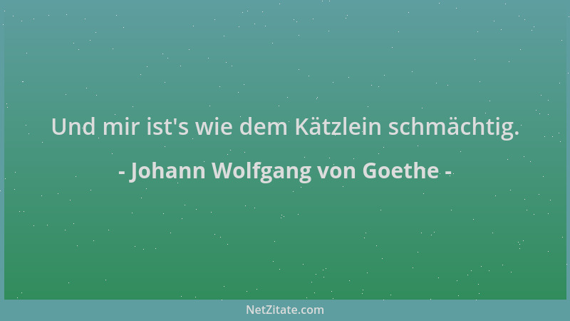 Johann Wolfgang von Goethe - Und mir ist 's wie dem Kätzlein schmächtig....