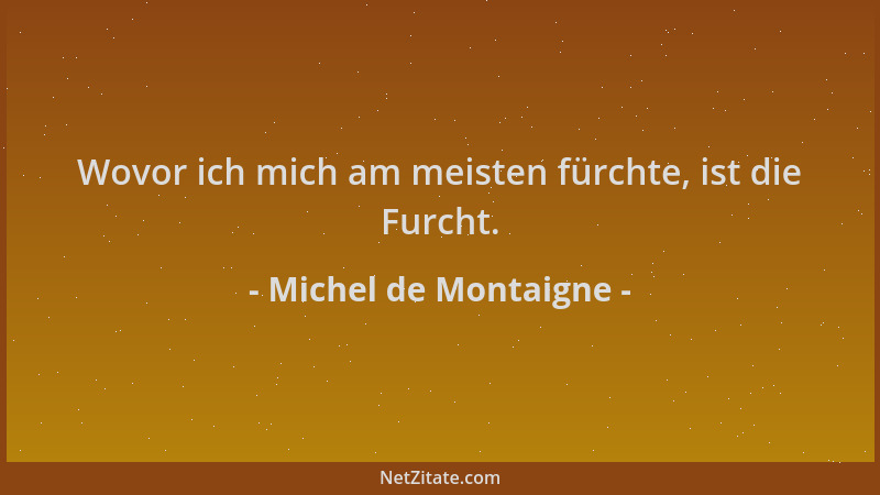 Michel de Montaigne - Wovor ich mich am meisten fürchte, ist die Furcht....