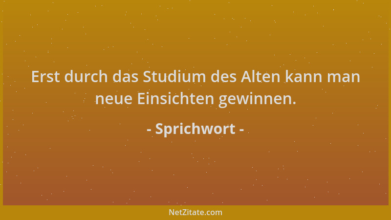 Sprichwort - Erst durch das Studium des Alten kann man neue Einsichten gewinnen....