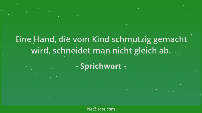 Sprichwort - Eine Hand, die vom Kind schmutzig gemacht wird, schneidet man nicht gleich ab....