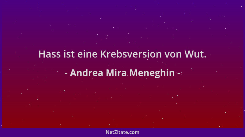 Andrea Mira Meneghin - Hass ist eine Krebsversion von Wut....