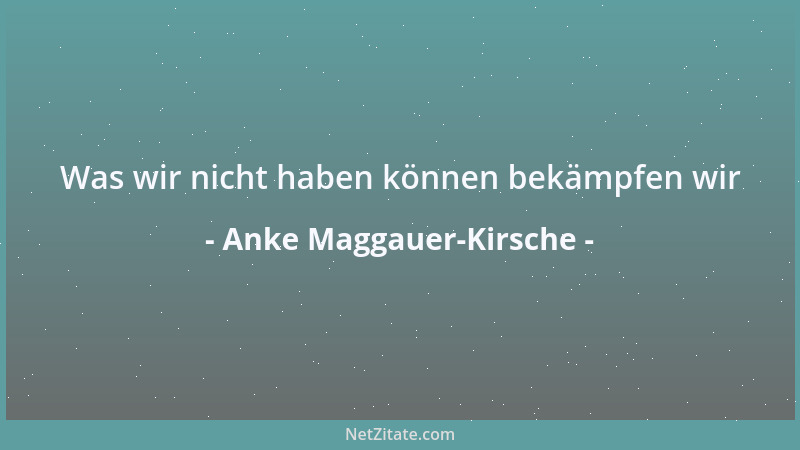 Anke Maggauer-Kirsche - Was wir nicht haben können bekämpfen wir...
