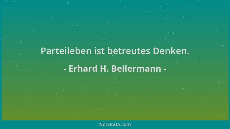Erhard H. Bellermann - Parteileben ist betreutes Denken....