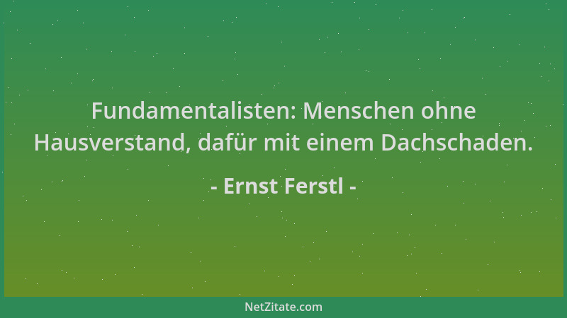Ernst Ferstl - Fundamentalisten: Menschen ohne Hausverstand, dafür mit einem Dachschaden....