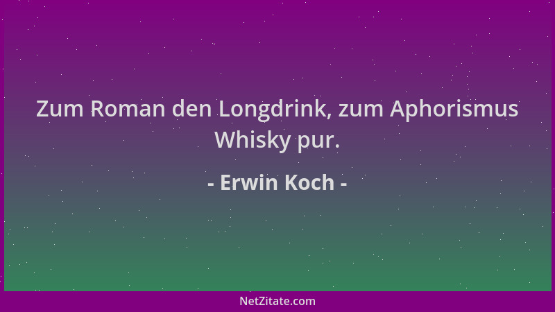 Erwin Koch - Zum Roman den Longdrink, zum Aphorismus Whisky pur....