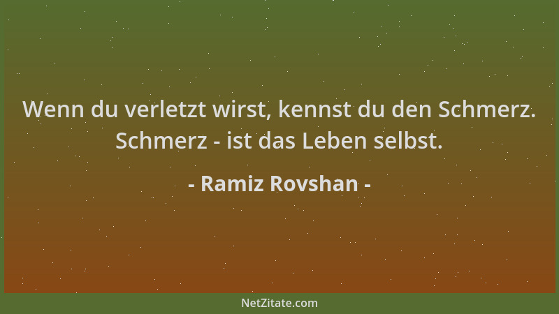 Ramiz Rovshan - Wenn du verletzt wirst, kennst du den Schmerz. Schmerz - ist das Leben selbst....
