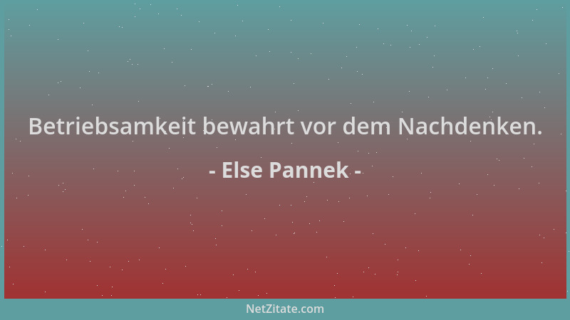 Else Pannek - Betriebsamkeit bewahrt vor dem Nachdenken....