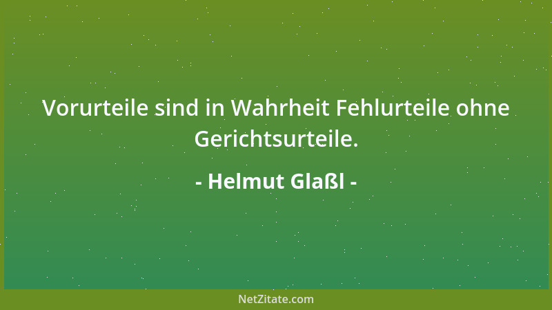 Helmut Glaßl - Vorurteile sind in Wahrheit Fehlurteile ohne Gerichtsurteile....