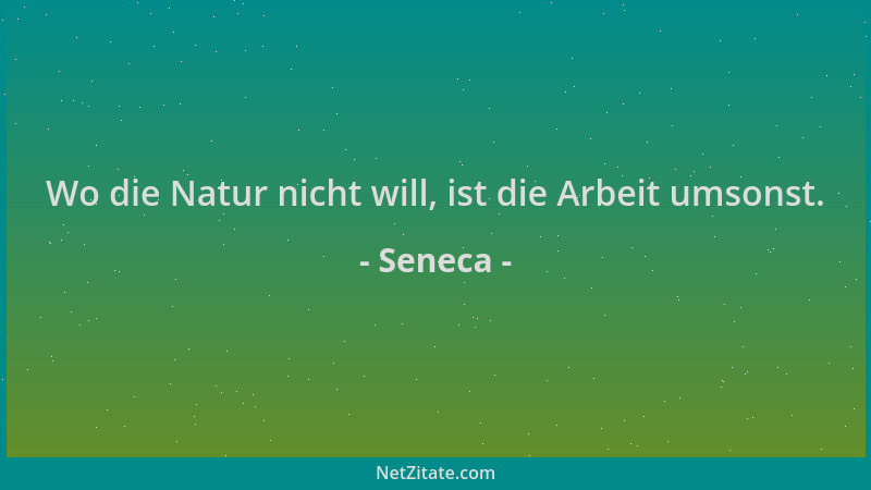 Seneca - Wo die Natur nicht will, ist die Arbeit umsonst....