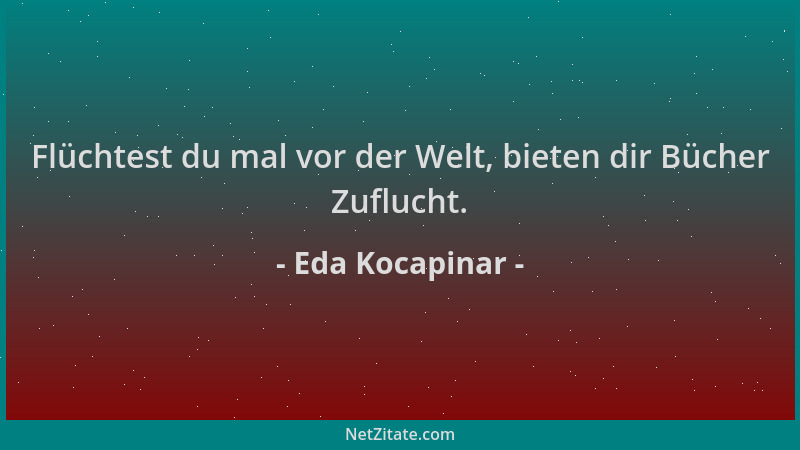 Eda Kocapinar - Flüchtest du mal vor der Welt, bieten dir Bücher Zuflucht....