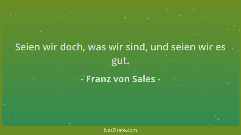 Franz von Sales - Seien wir doch, was wir sind, und seien wir es gut....