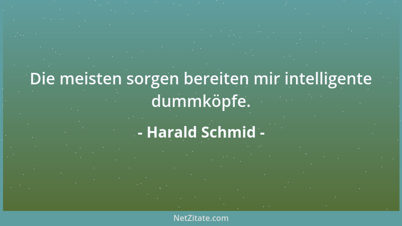 Harald Schmid - Die meisten sorgen bereiten mir intelligente dummköpfe....