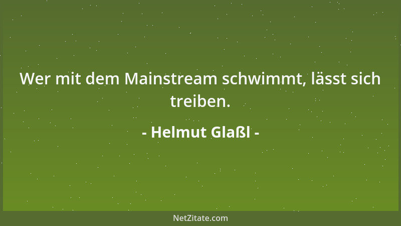 Helmut Glaßl - Wer mit dem Mainstream schwimmt, lässt sich treiben....