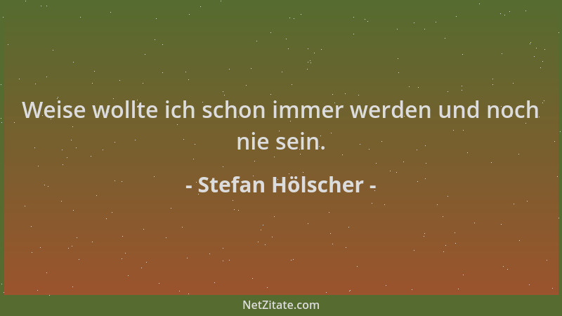 Stefan Hölscher - Weise wollte ich schon immer werden und noch nie sein....