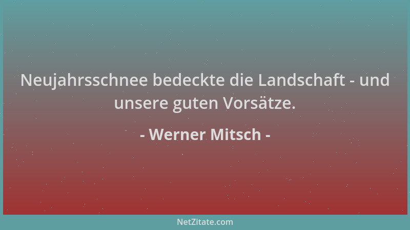 Werner Mitsch - Neujahrsschnee bedeckte die Landschaft - und unsere guten Vorsätze....